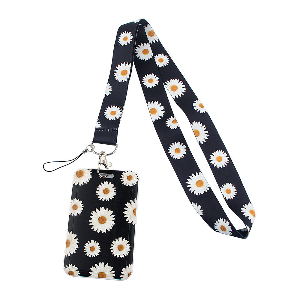 Wholesale 10pcs Small Daisy Sunflower Mobile Phone Strap Card Holder Lanyard Keychains ACC-KC-QTQS014