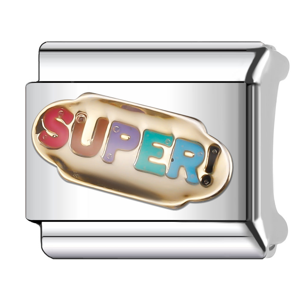 Wholesale Italian Charm Bracelet 9mm DIY Splicing English Retro Series Stainless Steel Composable Bracelet