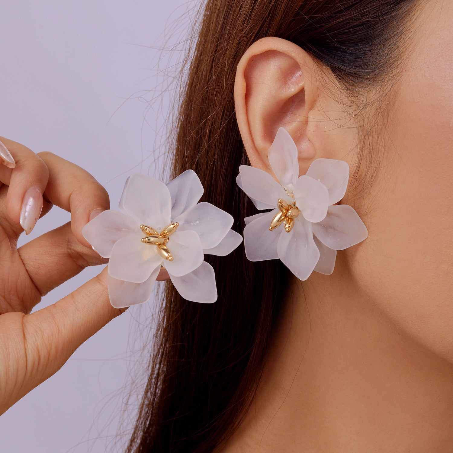 Wholesale  exaggerated three-dimensional acrylic flower petal earrings