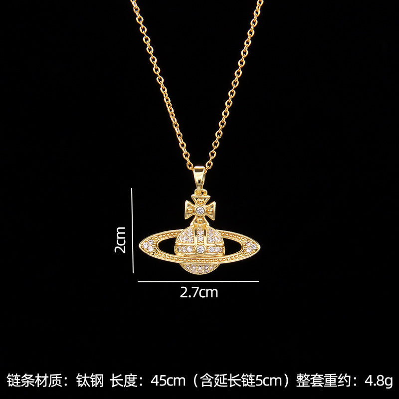 Wholesale saturn necklace with zircon pendant necklace ACC-NE-Rongc005