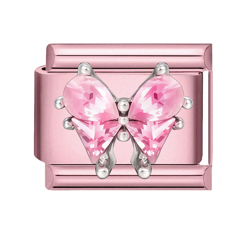 Wholesale 9mm Italian Charm Starter Bracelets pink series  DIY  Single Section Creative Stainless Steel Composable Bracelet