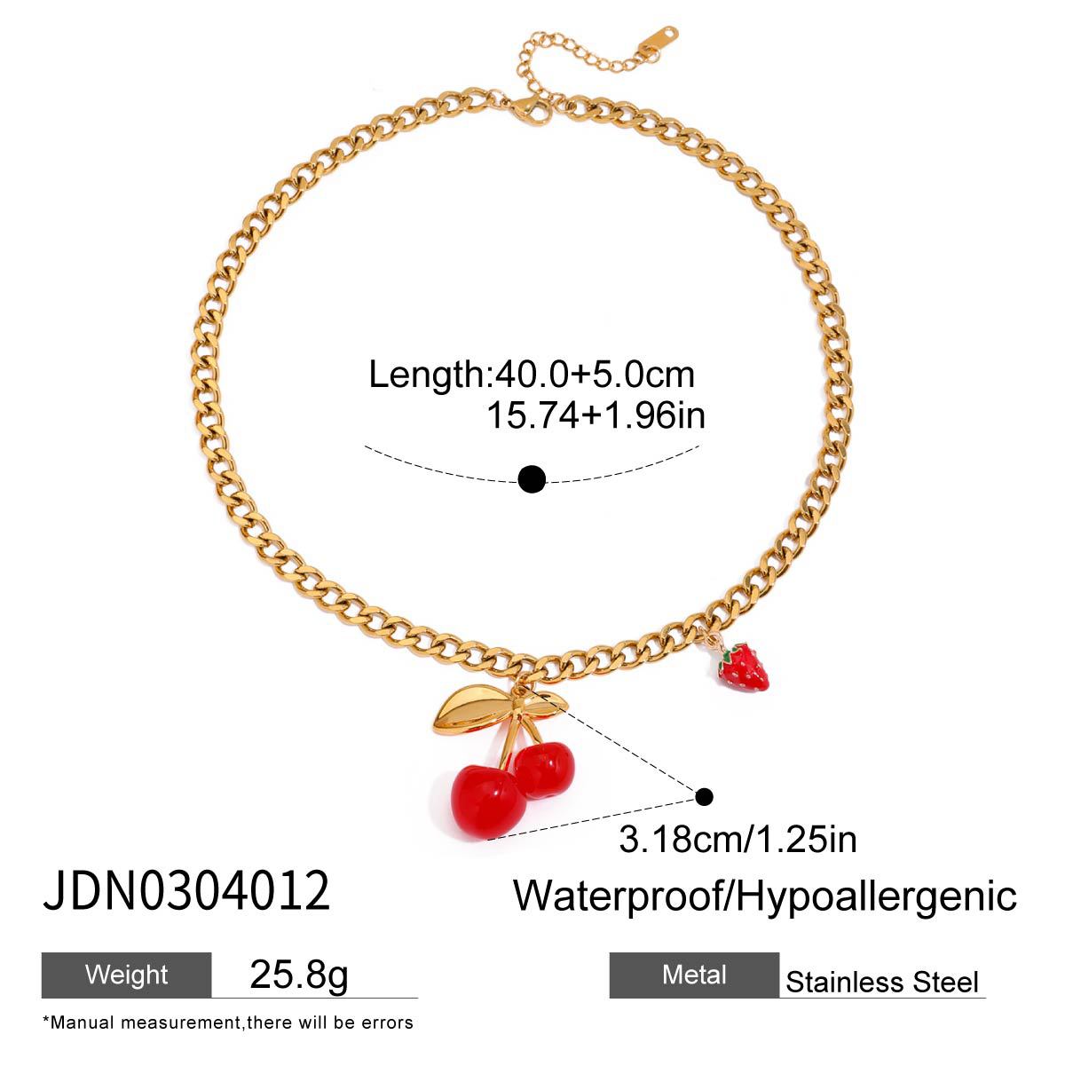 Wholesale 18K Gold Stainless Steel Cherry Strawberry Necklace