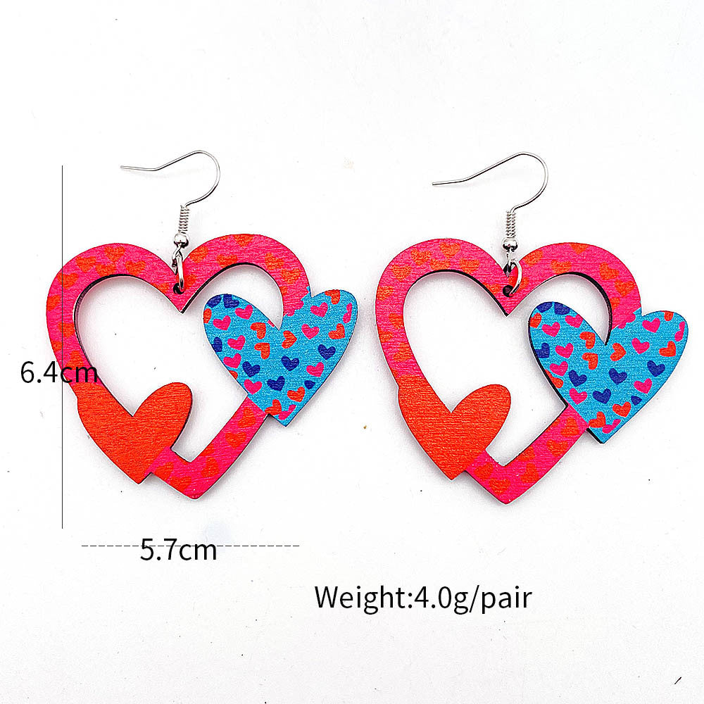 Wholesale Heart-Shaped Wooden Earrings