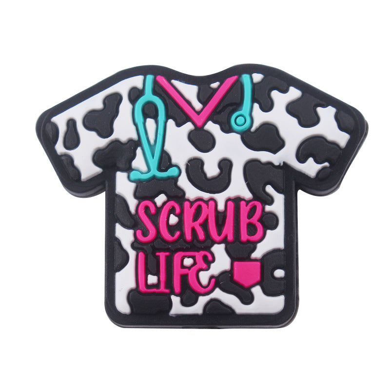 Wholesale 10pcs Cartoon Nurse Uniform Silicone Beads Focal Beads DIY Beadable Pen Accessories ACC-BDS-GuangTian026