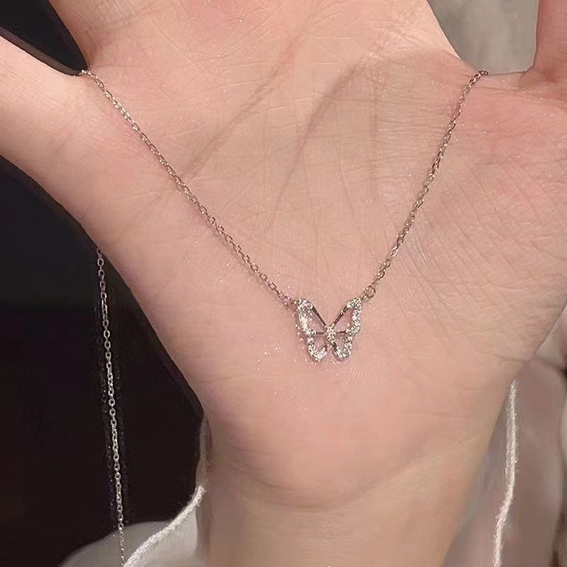 Wholesale Titanium Steel Sparkling Butterfly Necklace Women S Fashion Jewelry Accessory For Party Gift Boutique Resale