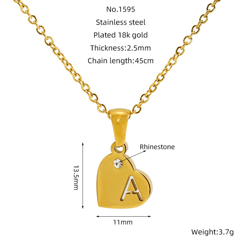 Wholesale Diamond Heart Letter Necklace ACC-NE-ZhongYao005
