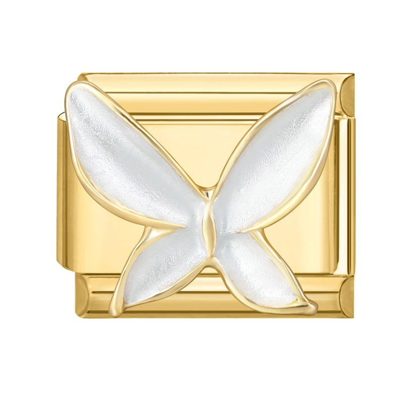 Wholesale Italian Beaded Bracelet 9mm DIY Splicing Removable Butterfly Pearl Stainless Steel Combinable Bracelet