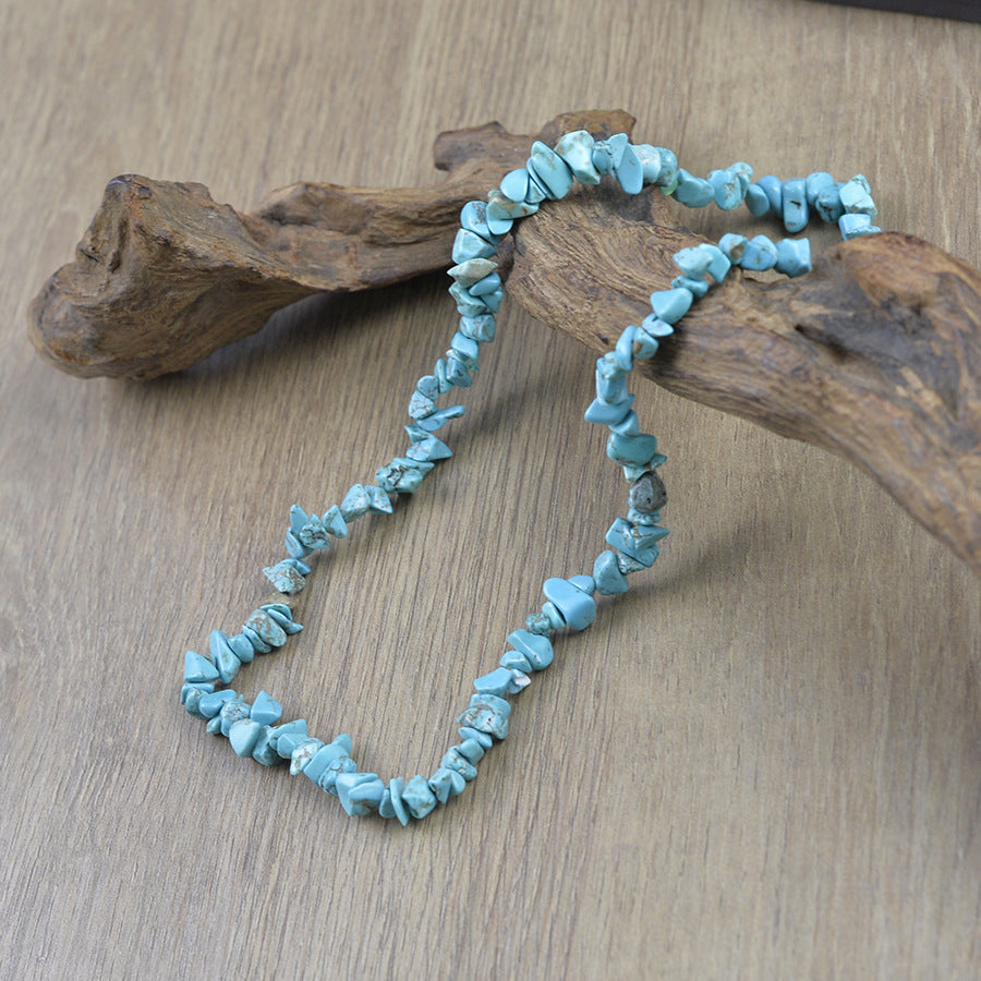 Wholesale Retro Turquoise Pearl Necklace Asymmetrical Design Fashion Accessory Gift for Women