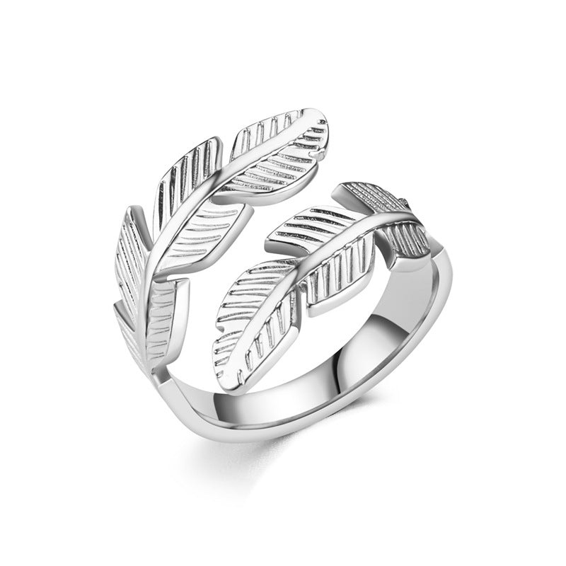 Wholesale Feather Open Titanium Steel Rings ACC-RS-DingChao009