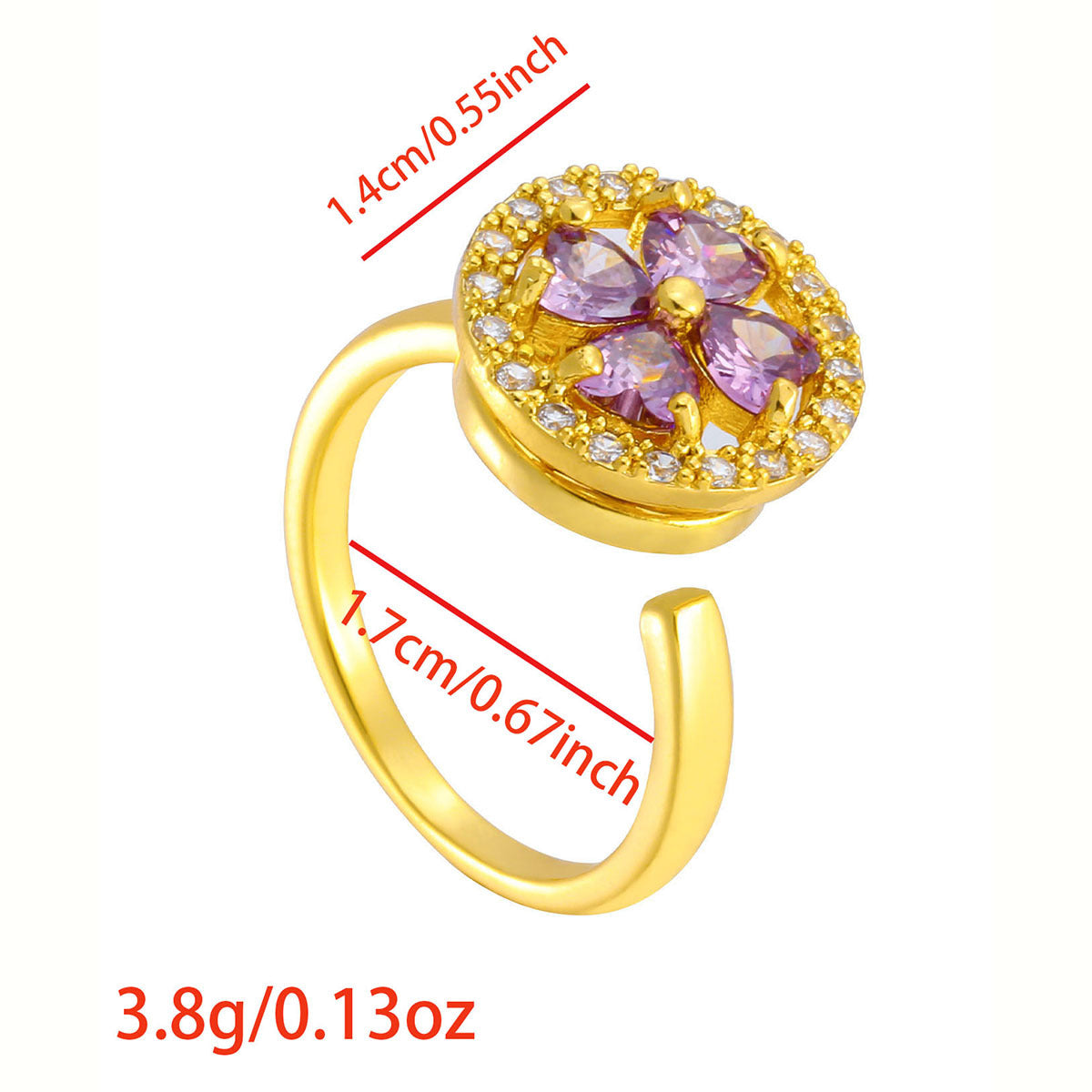 Wholesale Gold Plated Adjustable Rotating Ring Star Moon Zircon Women' s Fashion Jewelry Gift