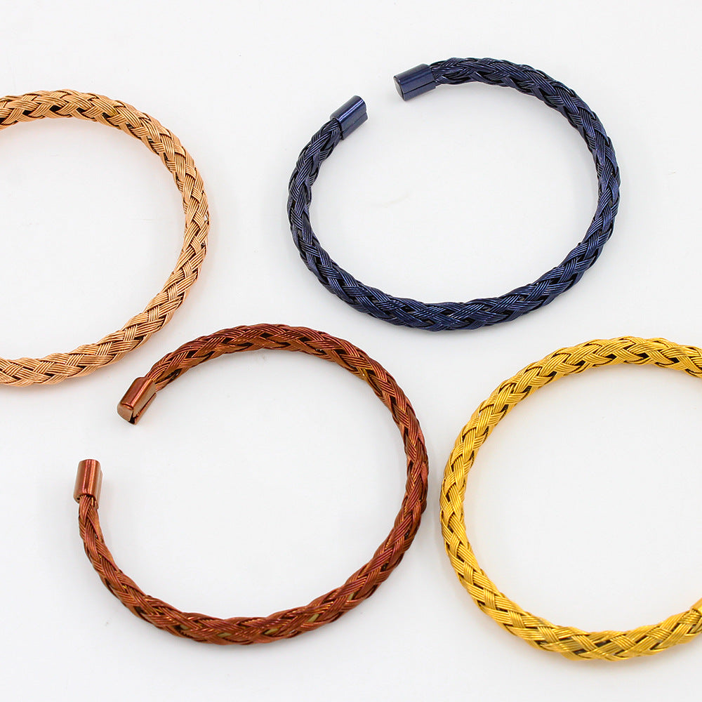 Wholesale Stainless Steel Bracelets Braided Wire Open Bracelet ACC-BT-Yueshi002