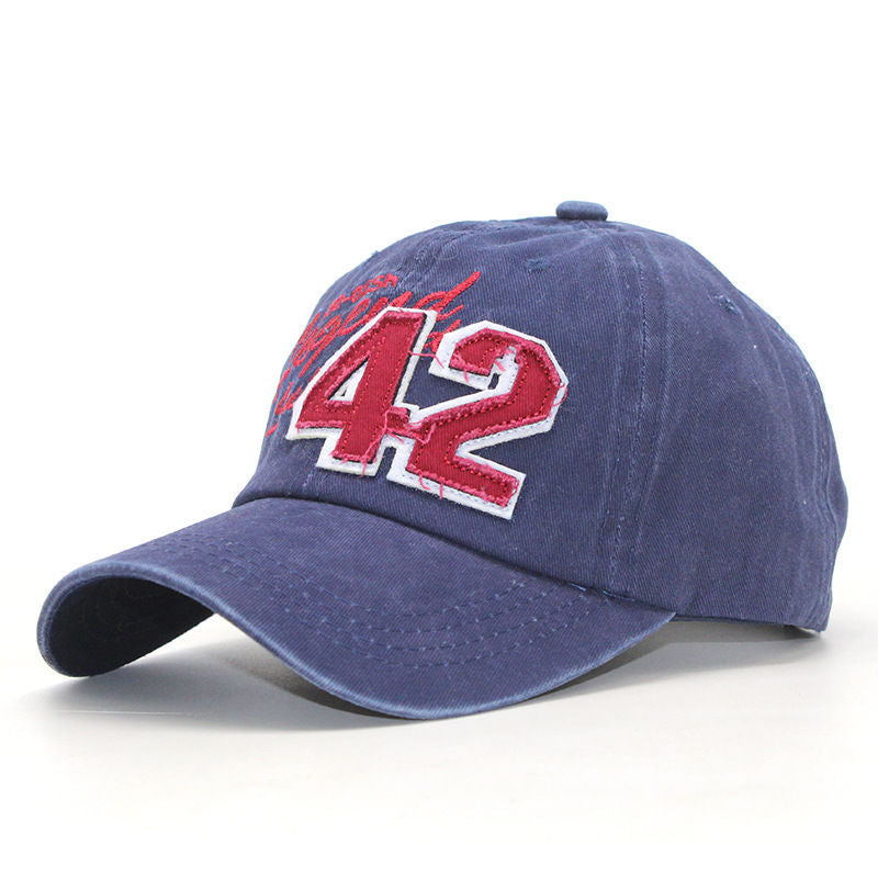 Wholesale  outdoor baseball cap number 42 embroidery washed baseball cap
