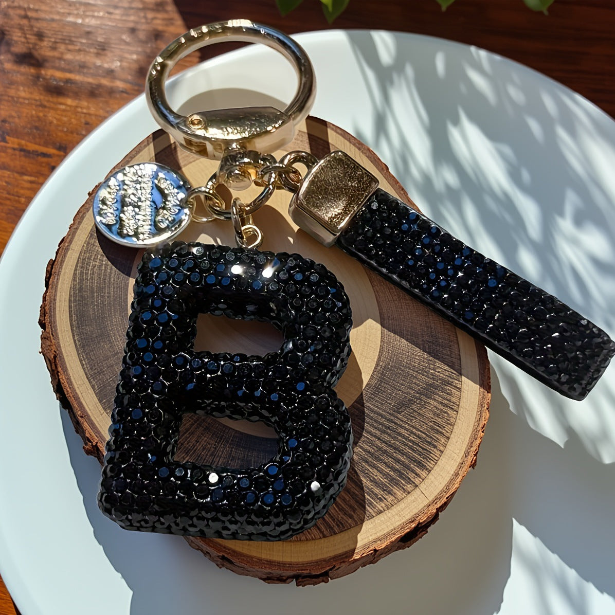 Wholesale Chic Rhinestone Letter Keychain Metal Electroplating Fashion Accessory Bag Charm Car Key