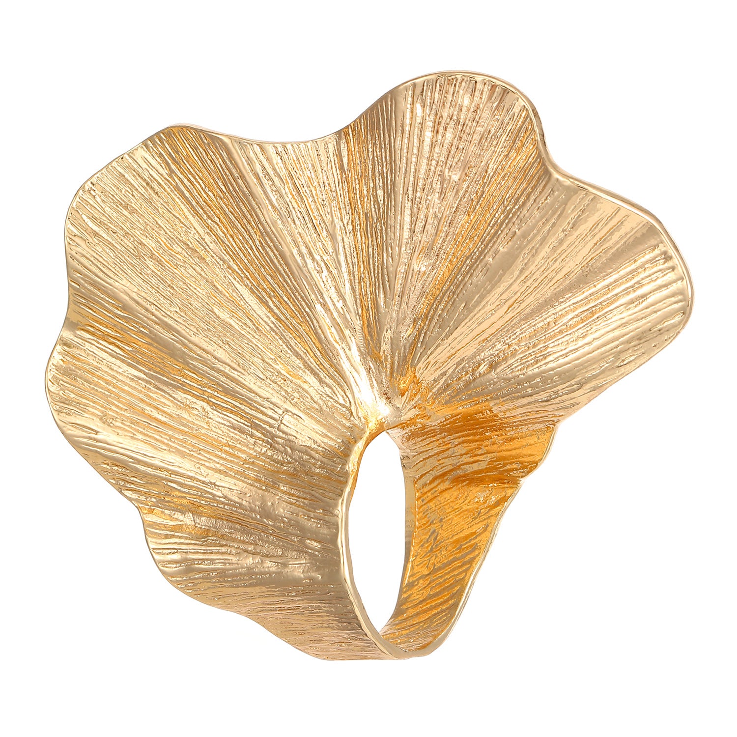 Wholesale Alloy Ginkgo Leaf  Irregular Pleated  Ring
