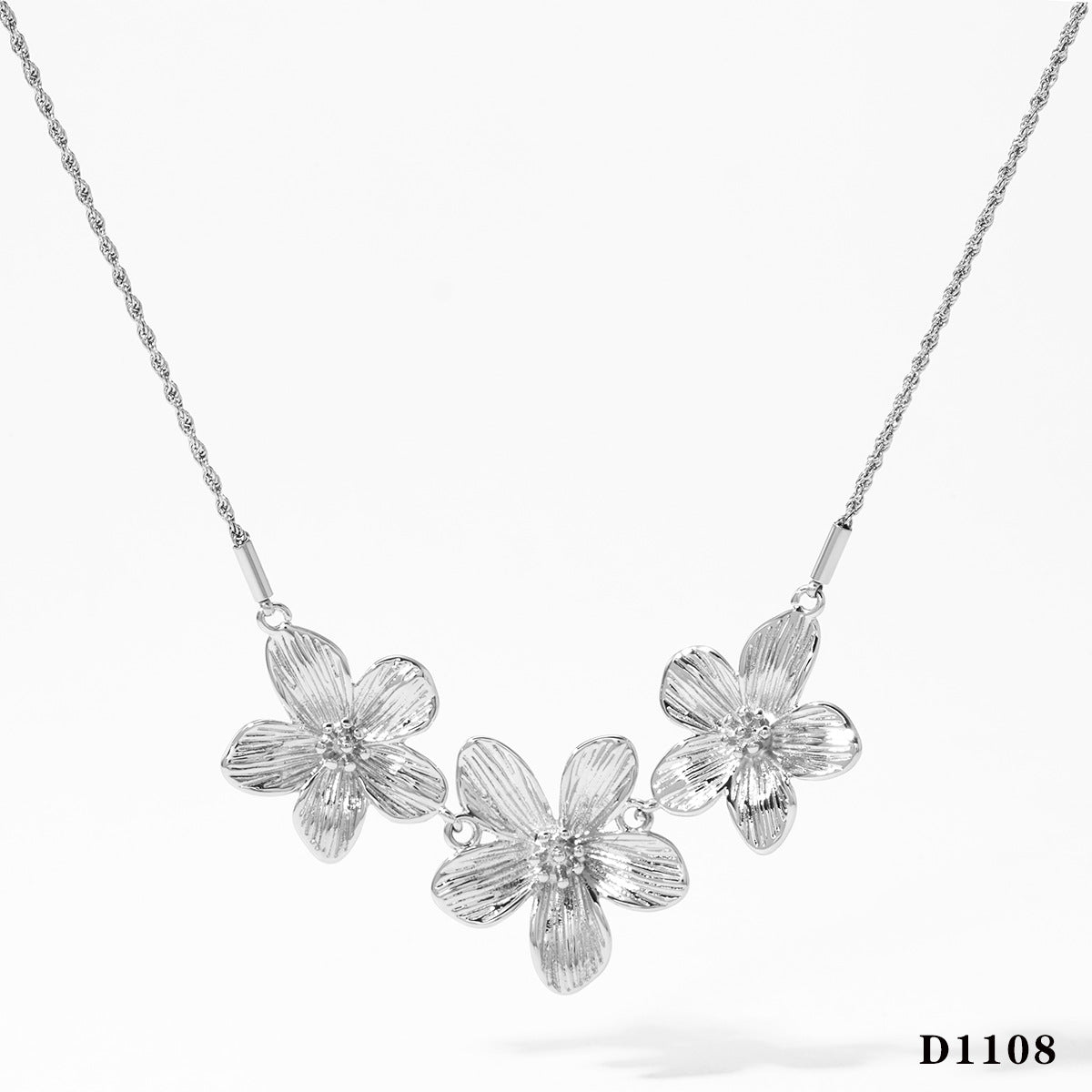 Wholesale Flower Necklace Earrings Combination suit Stainless Steel  Jewelry