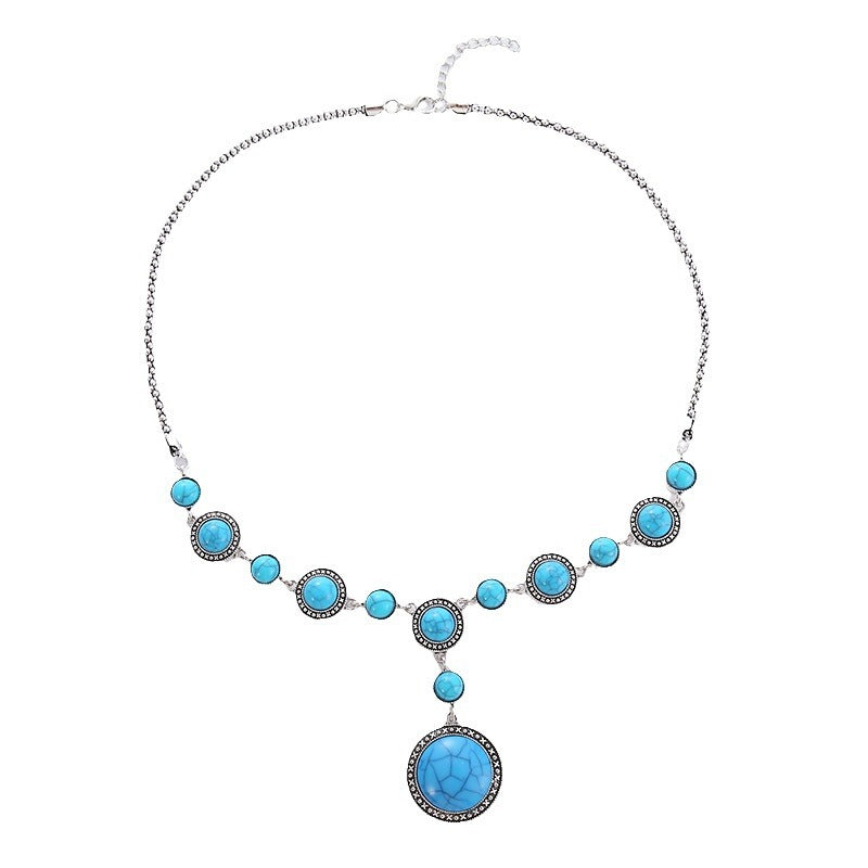Wholesale Long Alloy Turquoise Bohemian Sweater Chain