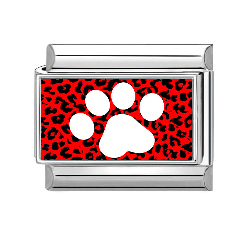 Wholesale Fashion Accessory Stainless Steel Cat Paw Leopard Print DIY Bracelet Module Charm For Jewelry Making And Boutique Resale