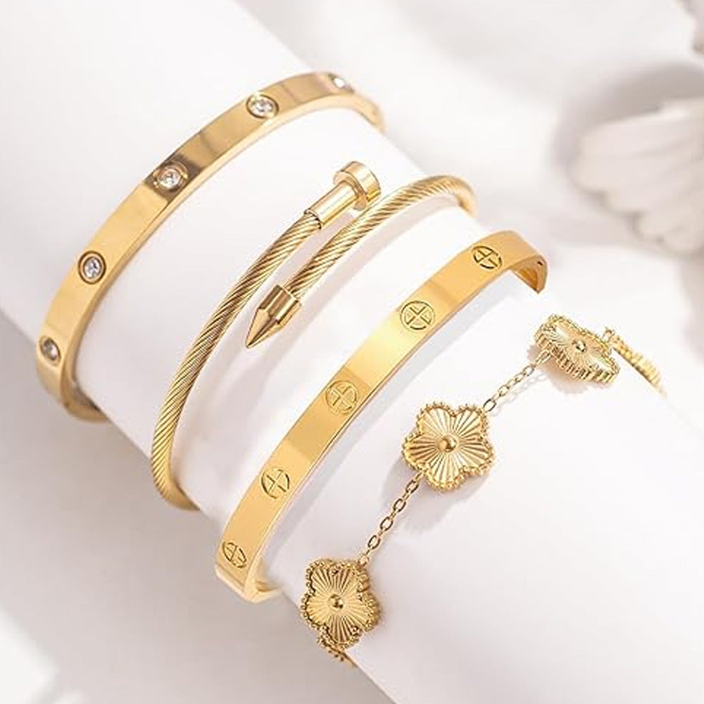 Wholesale Titanium Steel Pastoral Style Bracelet with Diamond Jewelry Accessory for Boutique Resale