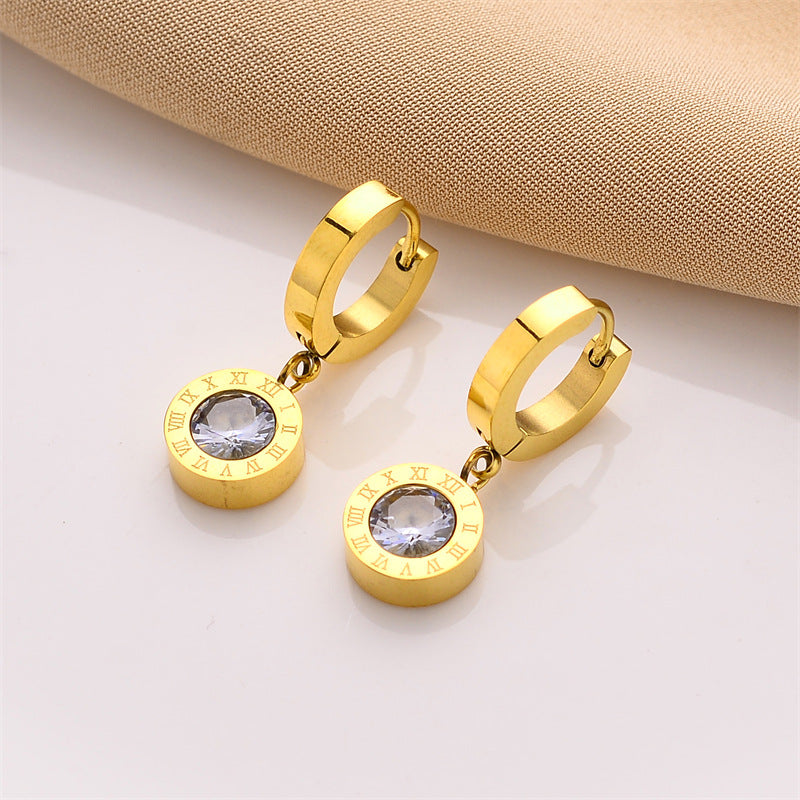 Wholesale Golden Rose Gold Steel Color Titanium Steel Earrings ACC-ES-HaoWen013