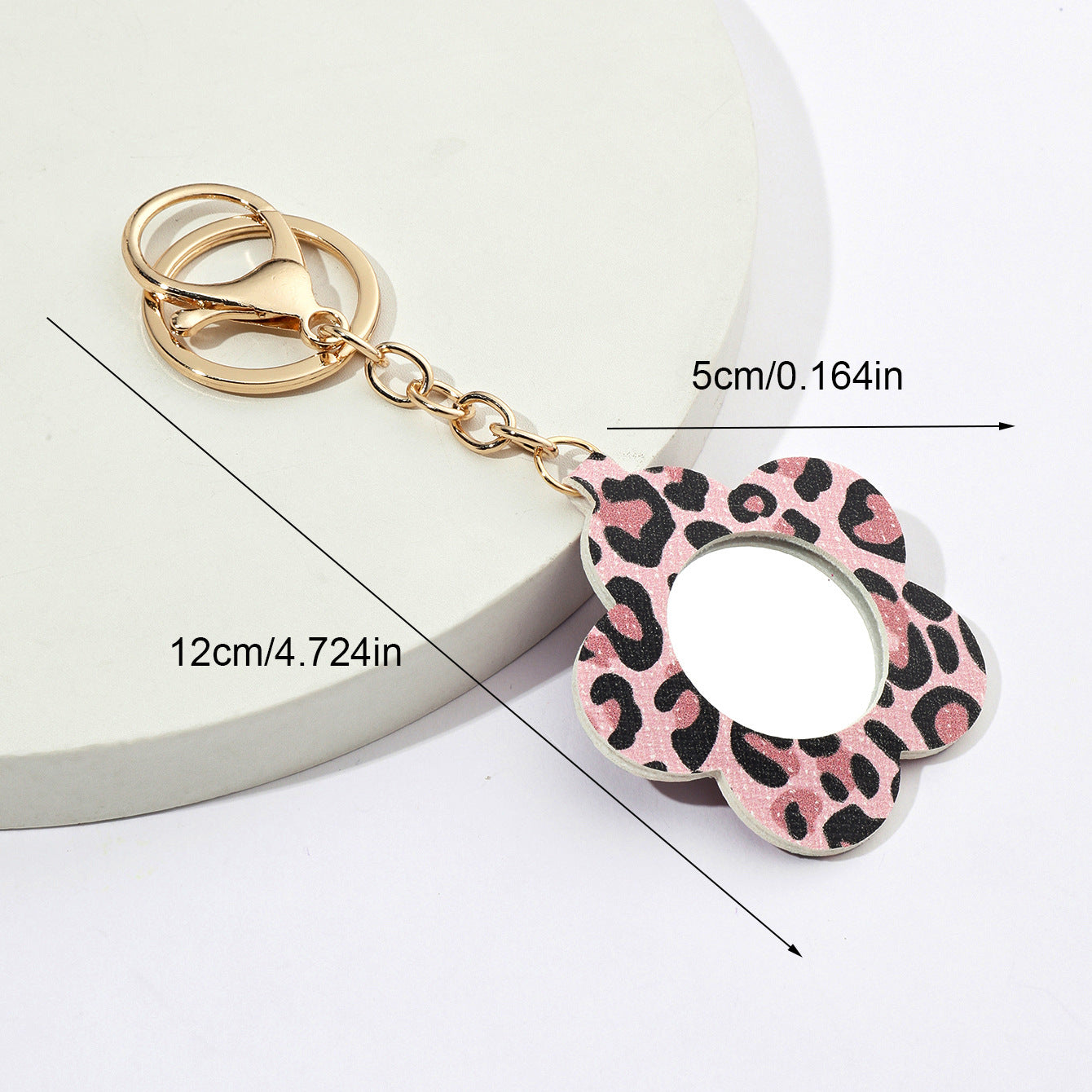 Wholesale Leopard Flower Small Mirror PU Leather Keychains ACC-KC-XTZ005