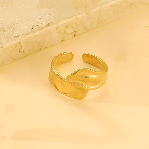 Anello di apertura a trama irregolare con goccia d'olio in acciaio inossidabile all'ingrosso