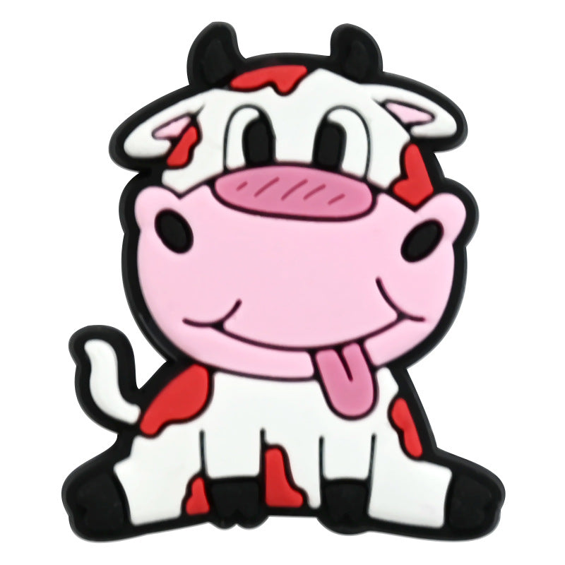 Random 100pcs Cute Cow PVC Soft Rubber Shoe Buckle Decoration ACC-SC-RYY067
