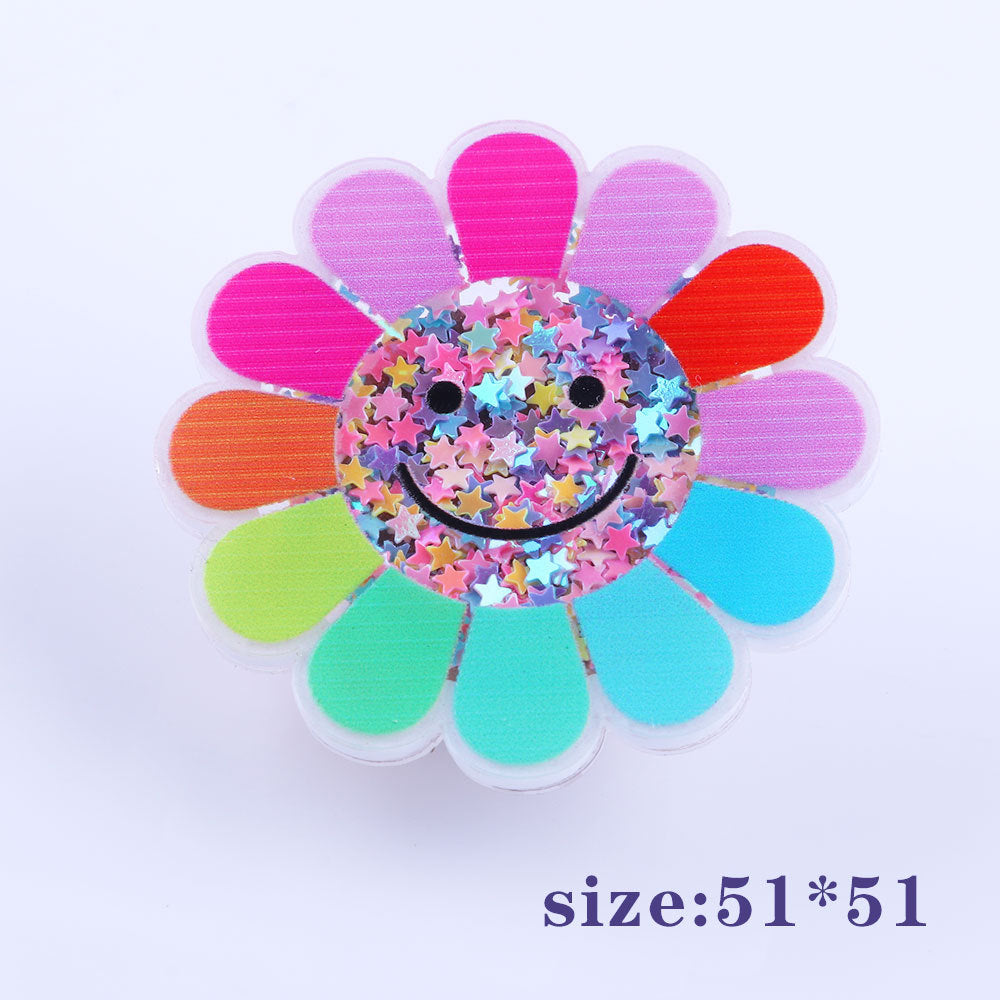 Wholesale 10pcs DIY Flatback Cartoon Acrylic Flatback Badge Reels Retractable Keychain DIY Accessories