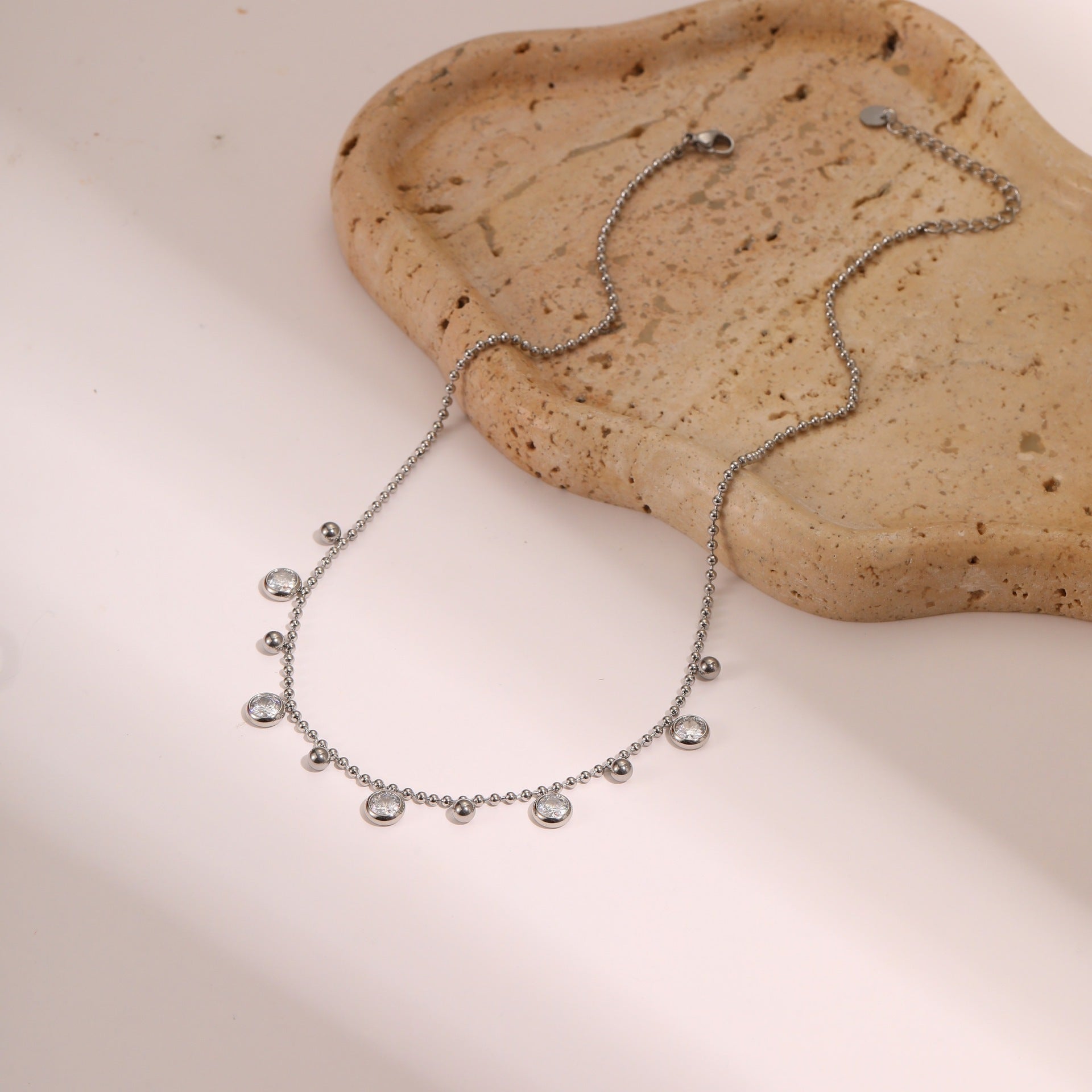 Wholesale Zircon Tassel Stainless Steel Necklace