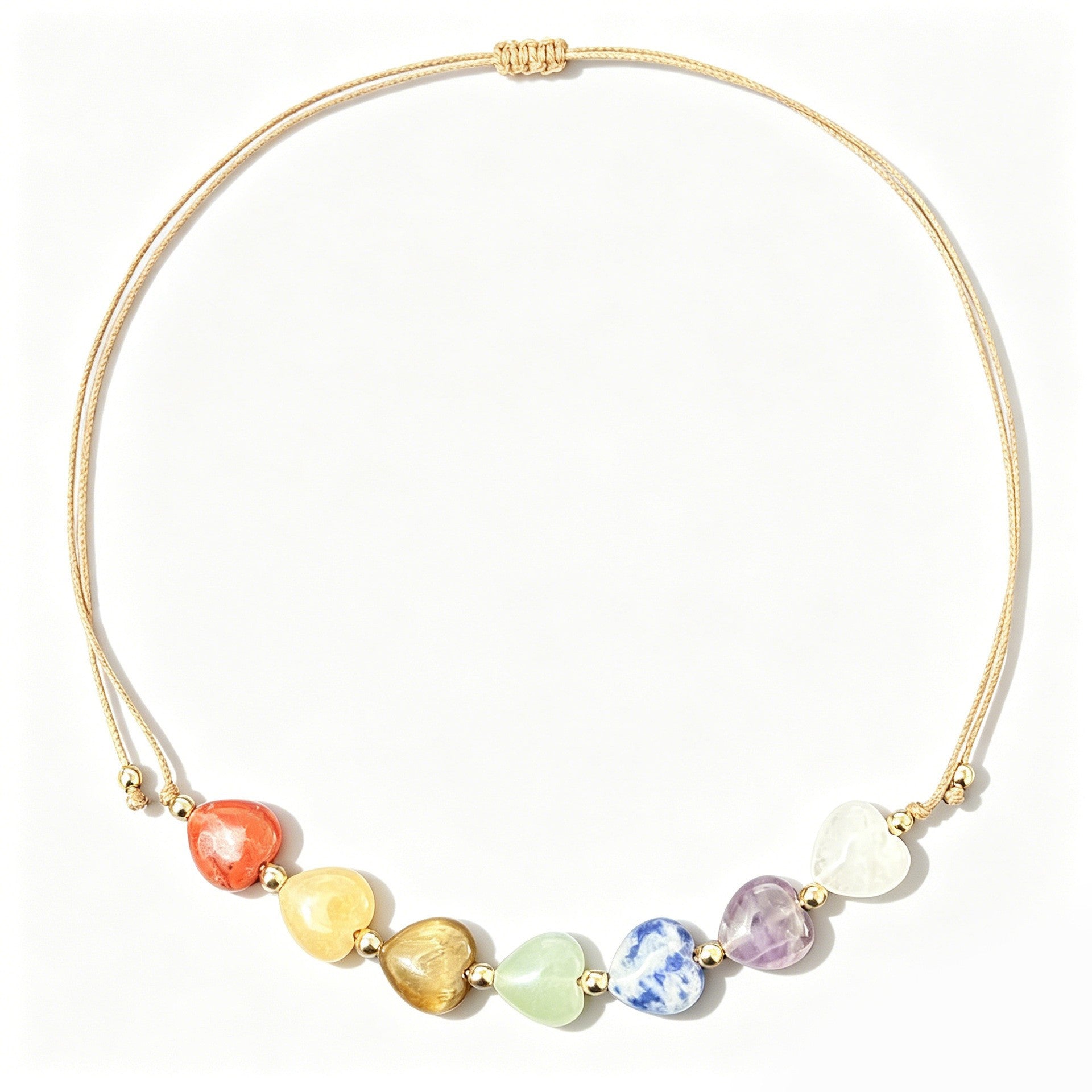 Wholesale Stylish Gold Heart Crystal Beaded Necklace Bohemian Women Fashion Jewelry