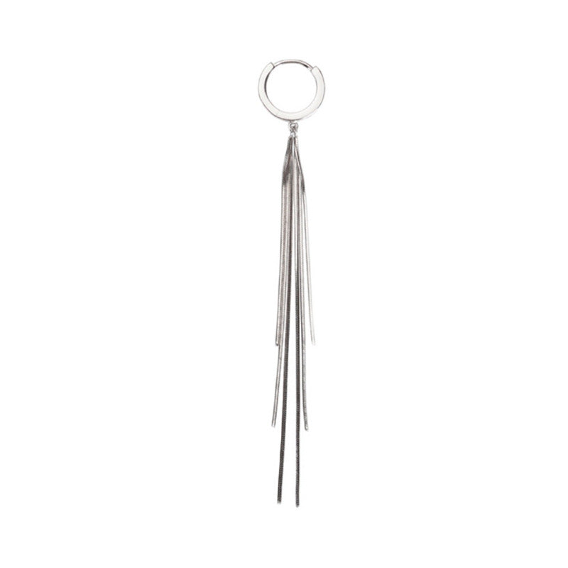 Wholesale Copper Electroplated Snake Bone Tassel Earrings Elegant Korean Style Face Slimming Design Boutique Resale