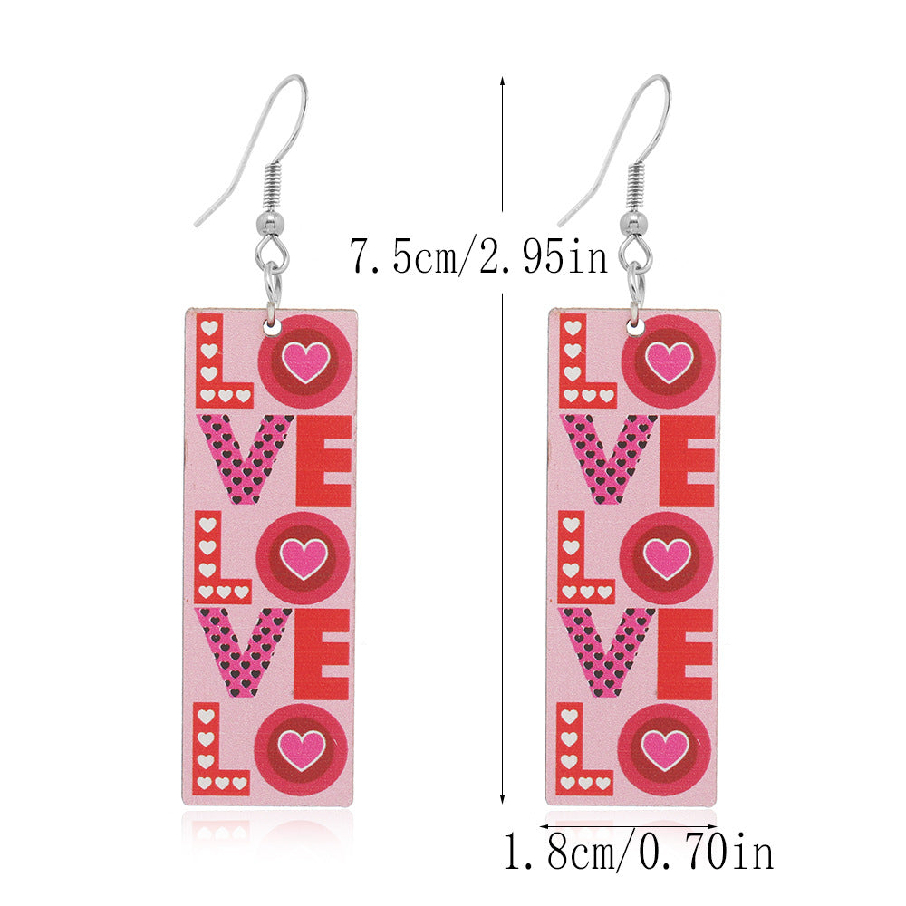 Wholesale  Love Truck Love Letter Printed Ear Hook Earrings