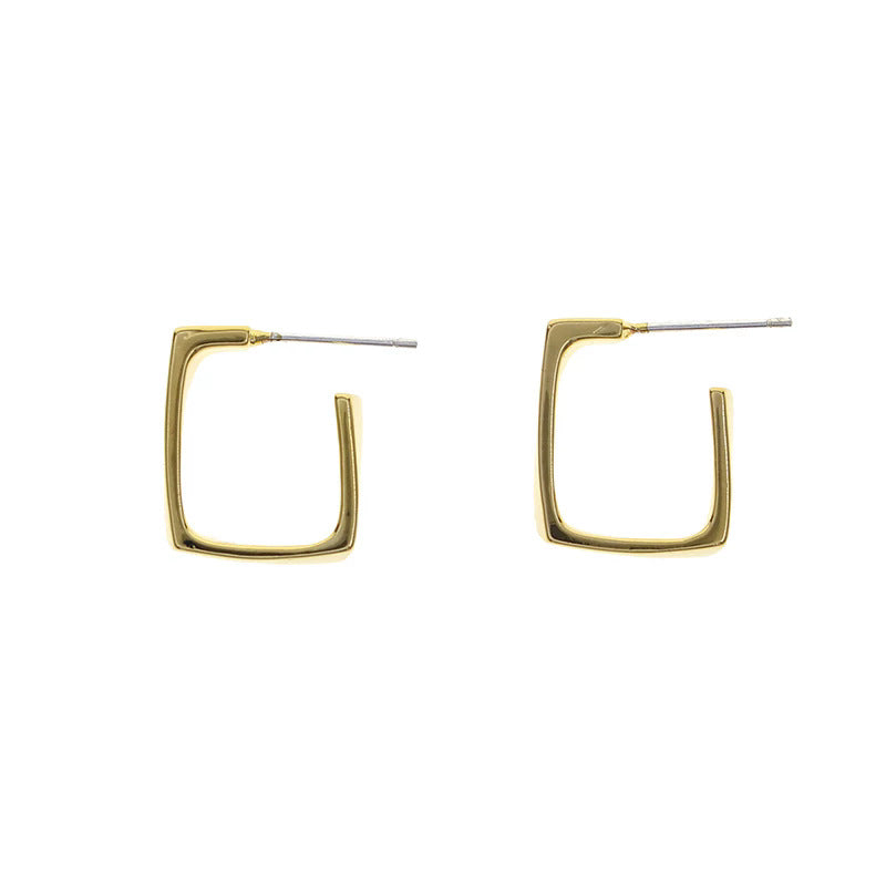 Wholesale Geometric Gold Square Stud Earrings Minimalist Metal Fashion Jewelry Accessory Everyday Gift