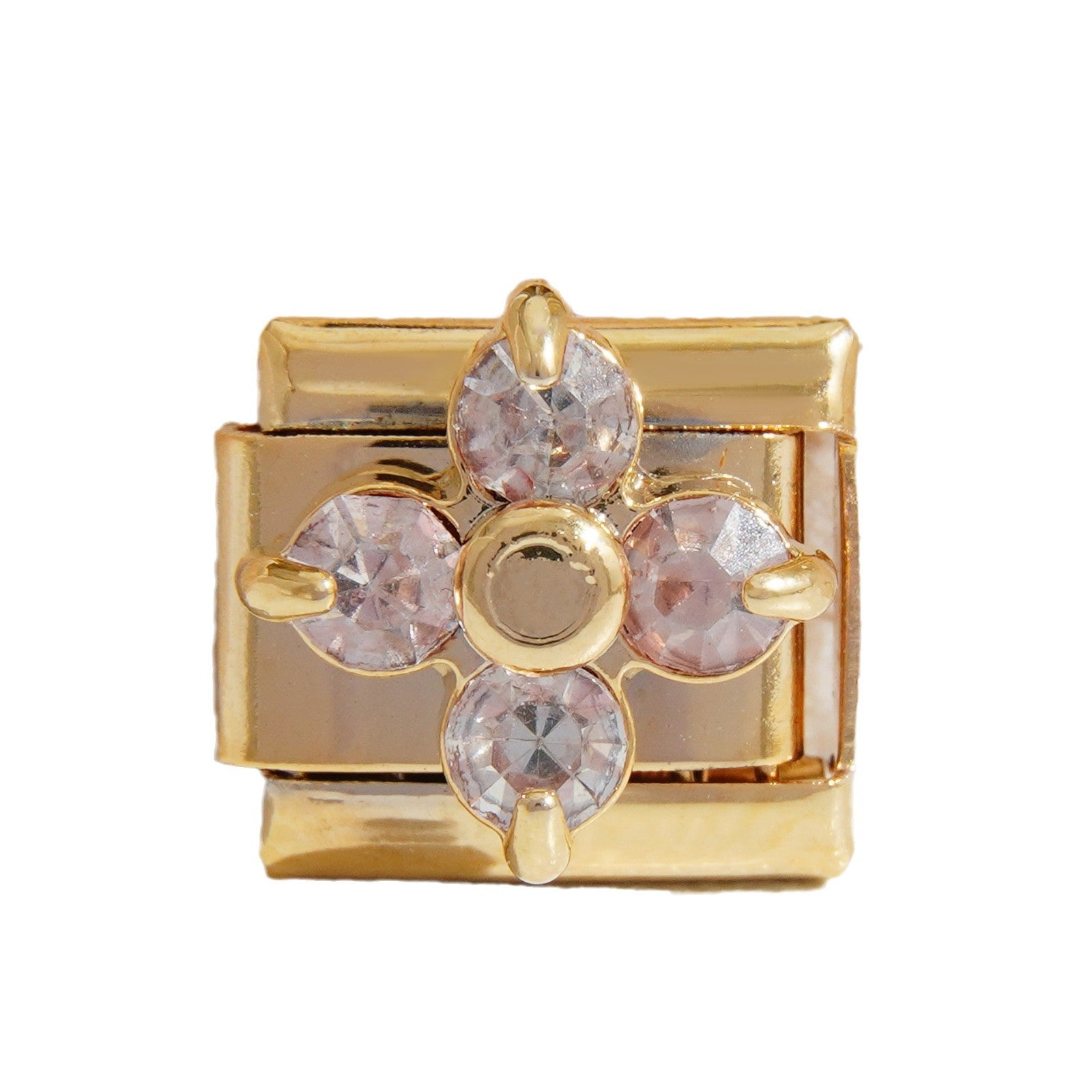 Wholesale Italian Charm Bracelet 9mm DIY Splicing Diamond Four-Leaf Clover Stainless Steel Composable Bracelet