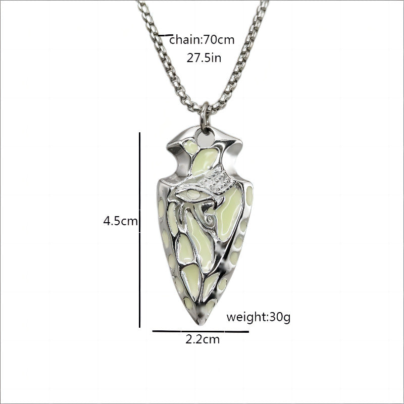 Wholesale Titanium steel chain vintage Viking triangle luminous shield Eye of Horus men' s pendant