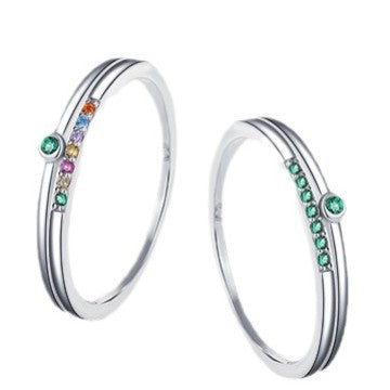 Wholesale S925 Sterling Silver  Colorful Shiny Zircon  Ring