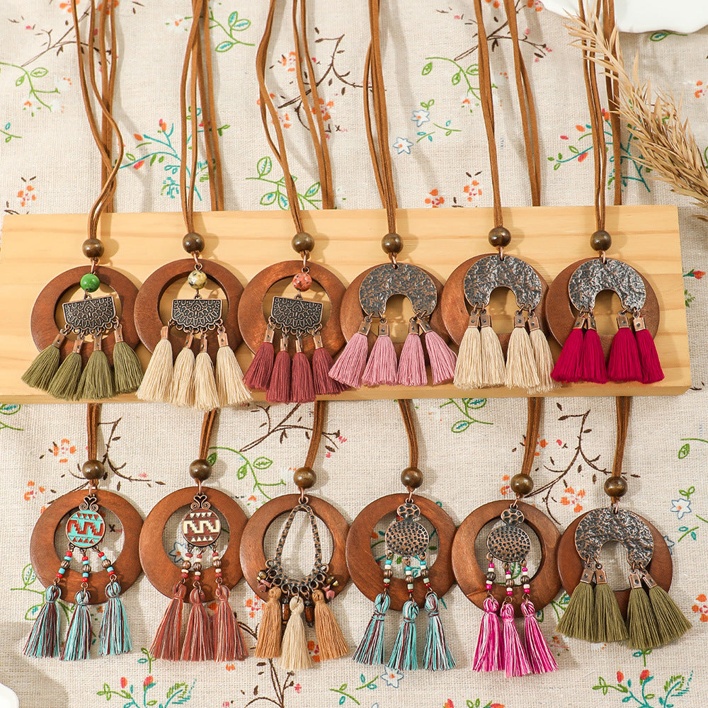 Wholesale Retro Ethnic Style Flower Shell Hollow Necklace Jewelry Accessory for Gift Boutique Resale