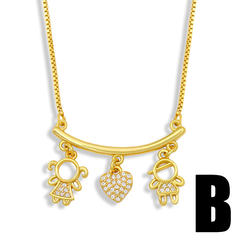 Wholesale Cute Boys and Girls Micro Set Zircon Pendant Copper Necklace ACC-NE-AS006