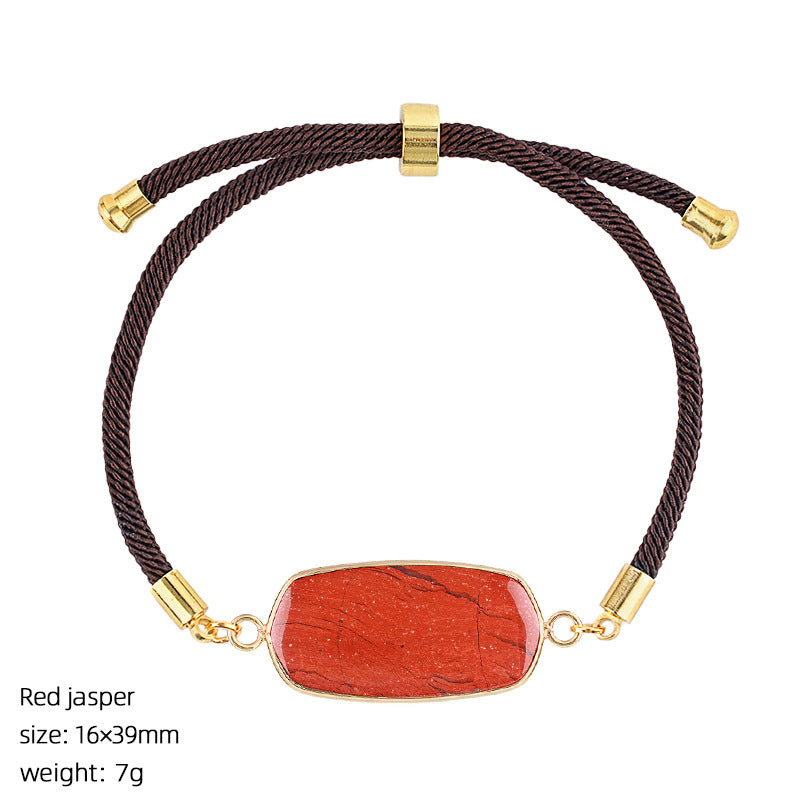 Wholesale Modern Minimalist Natural Stone Amethyst Bracelet Adjustable Woven Rope Unisex Fashion Accessory Gift