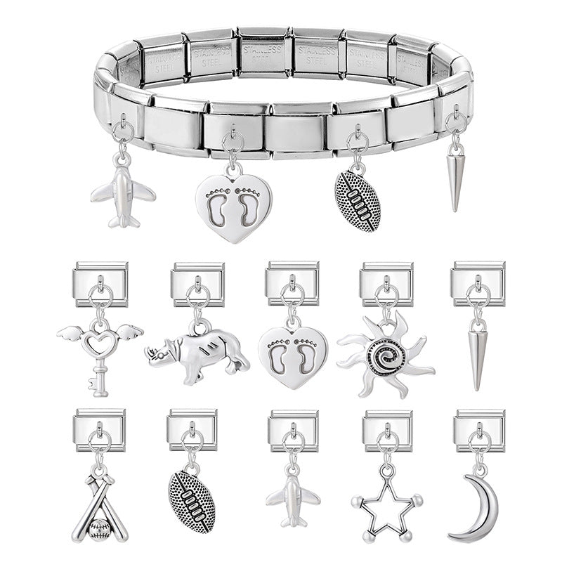 Wholesale 9mm Italian Charm Starter Bracelets DIY Pendant Style Stainless Steel Composable Bracelet