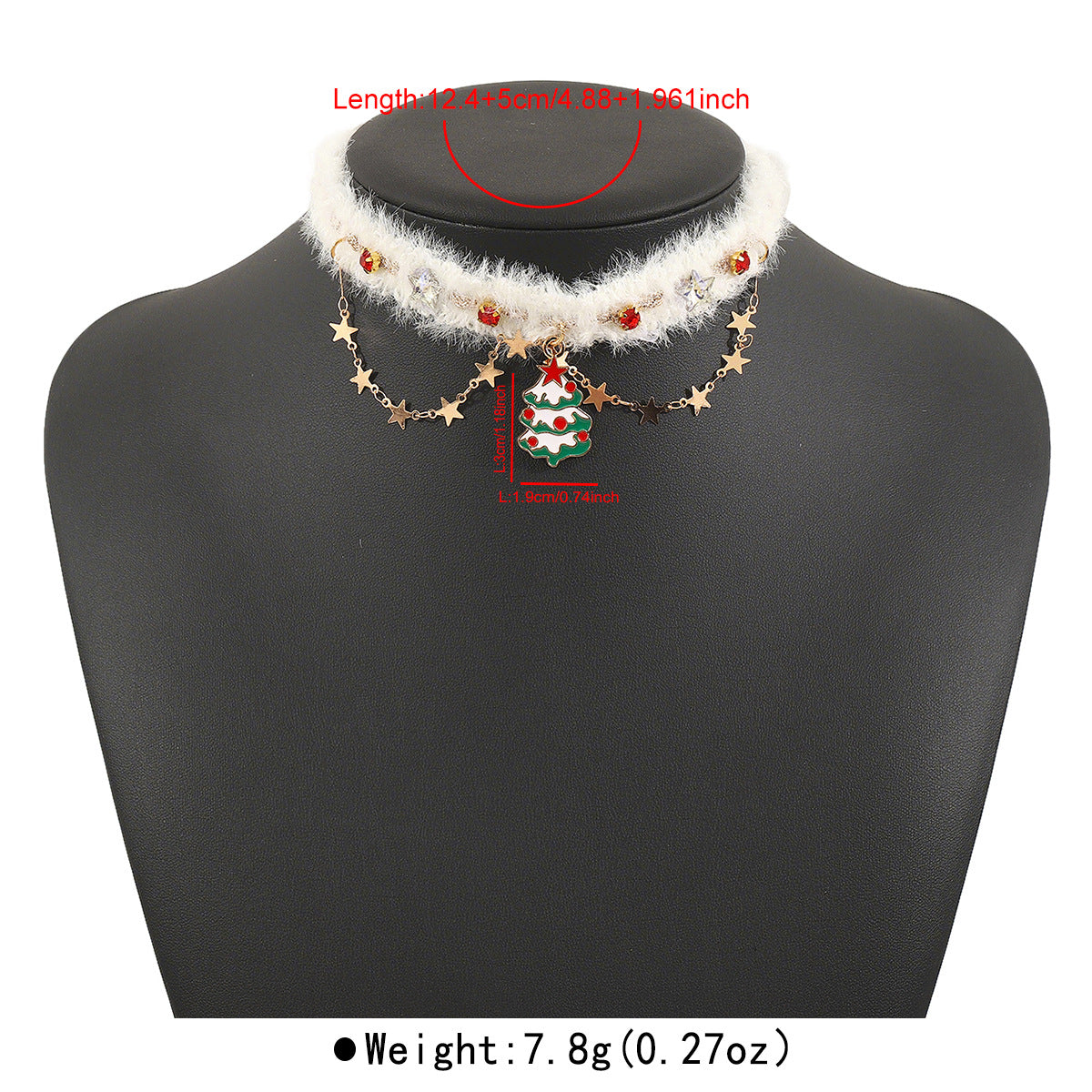 Wholesale Christmas tree choker plush necklace accessories niche design necklace