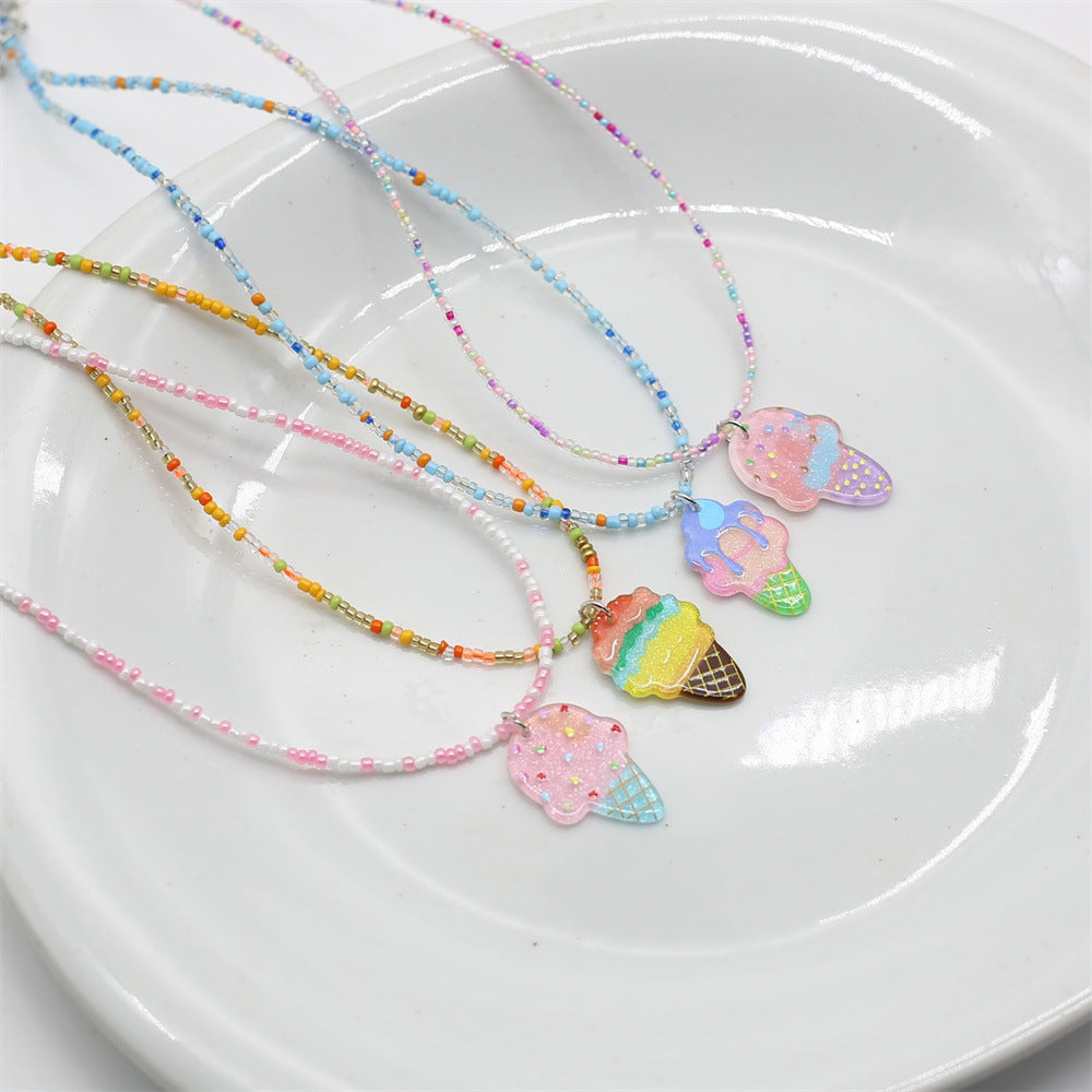 Wholesale Colorful Beaded Ice Cream Necklace