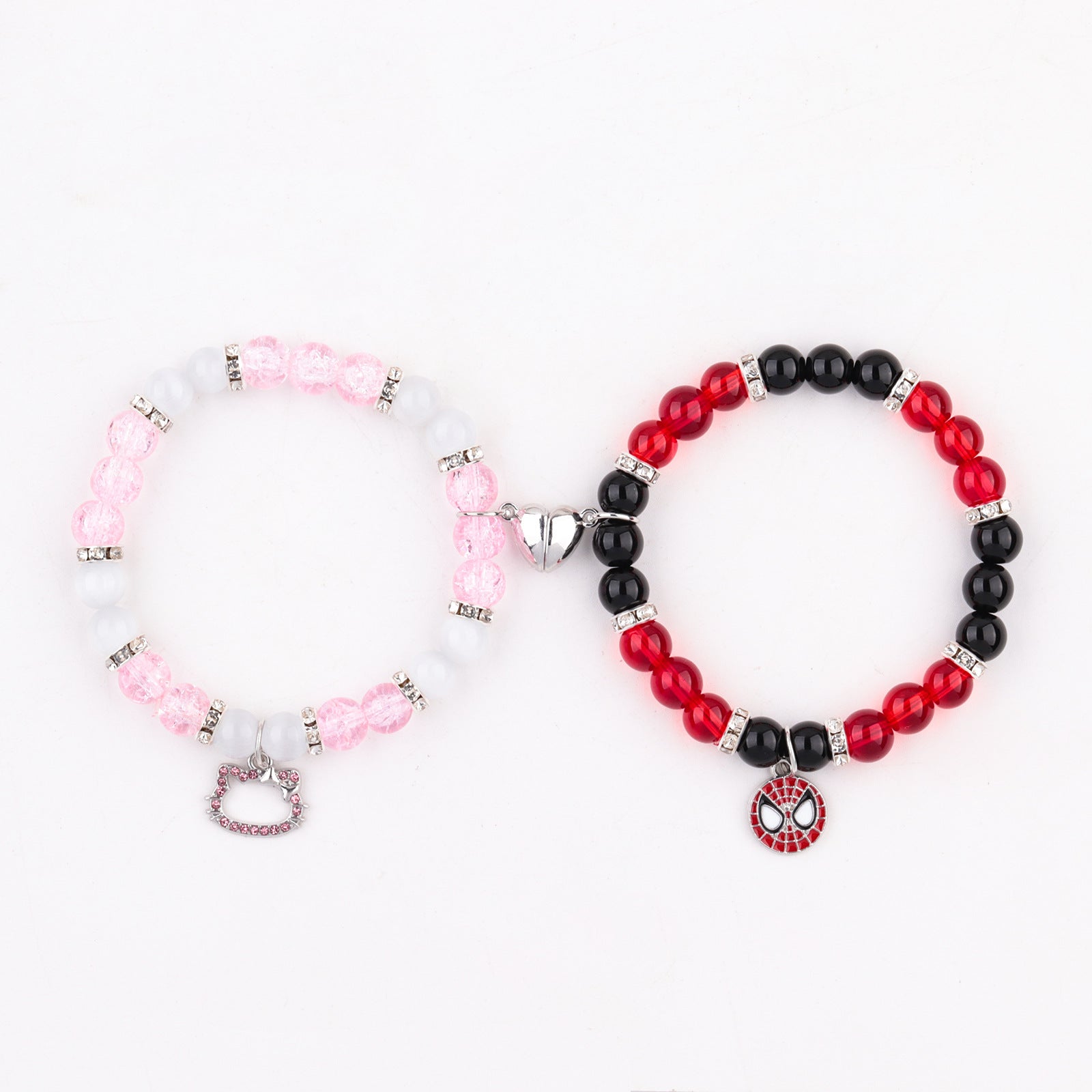 Wholesale Couple bracelet love heart magnetic suction buckle natural opal beaded bracelet