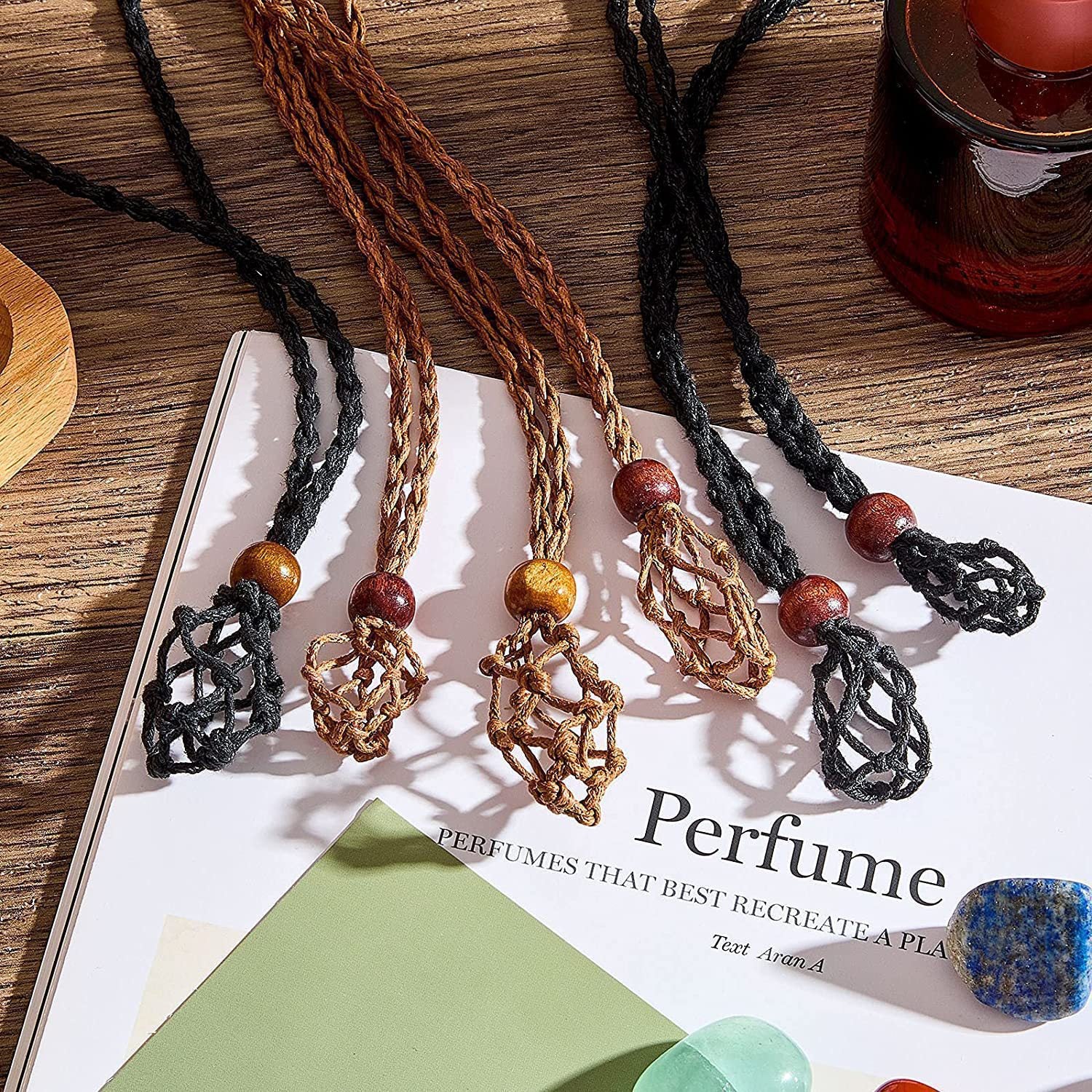 Wholesale Natural Stone Crystal Mesh Necklace Adjustable Braided Necklace ACC-NE-XingYue002