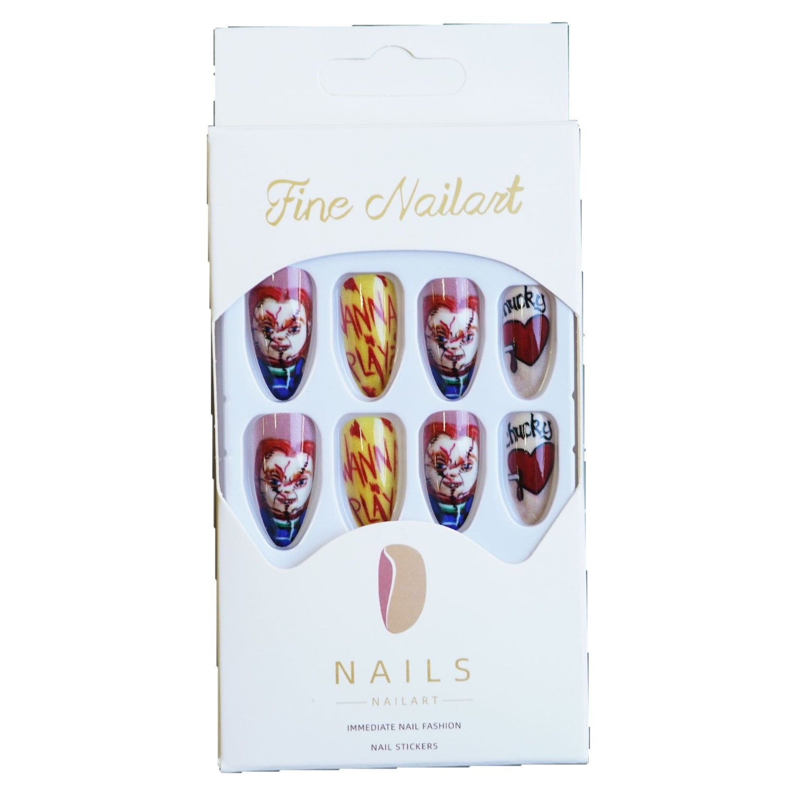 Wholesale 24 Pieces/ box  Horror Face Nails Kits Nail Stickers