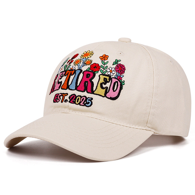 Wholesale Beige Retired Embroidered Baseball Cap Chic Outdoor Casual Sun Hat For Retirement Party Gift