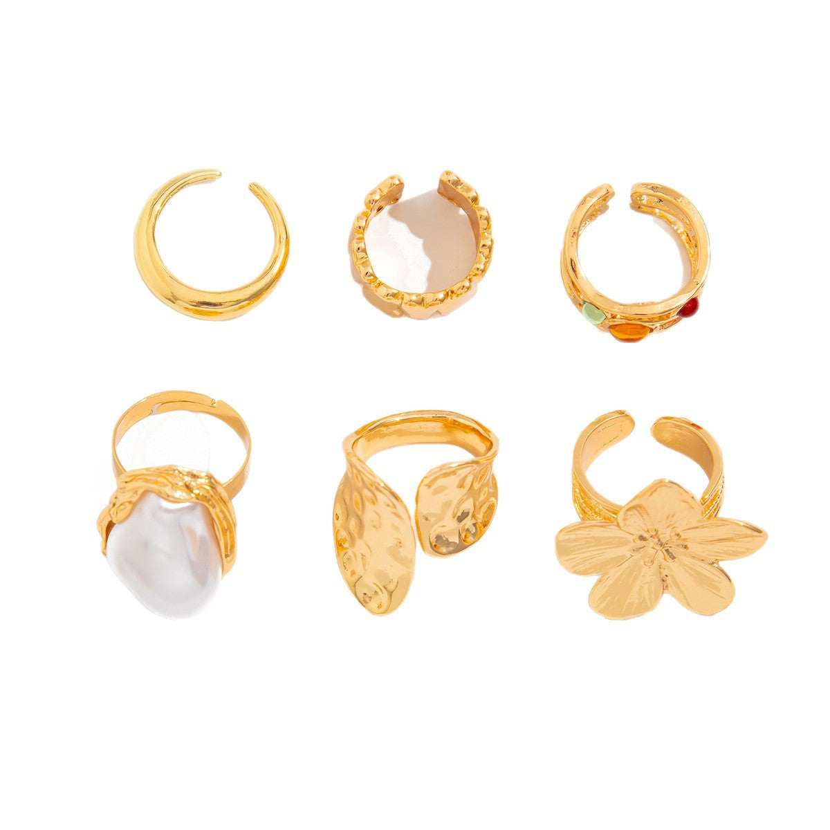 Wholesale Baroque Flower Pearl Ring Set