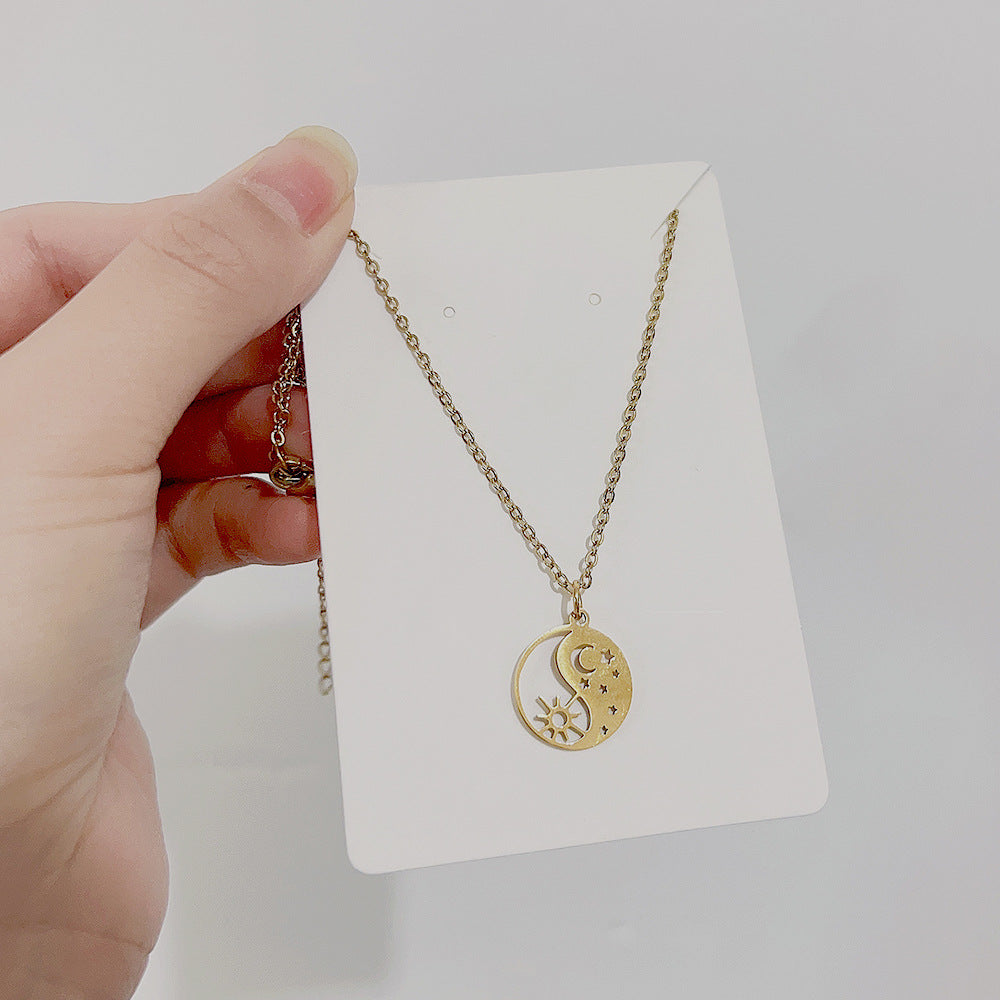 Wholesale Stainless Steel Star Moon Sun Pendant Necklaces ACC-NE-Youbi009