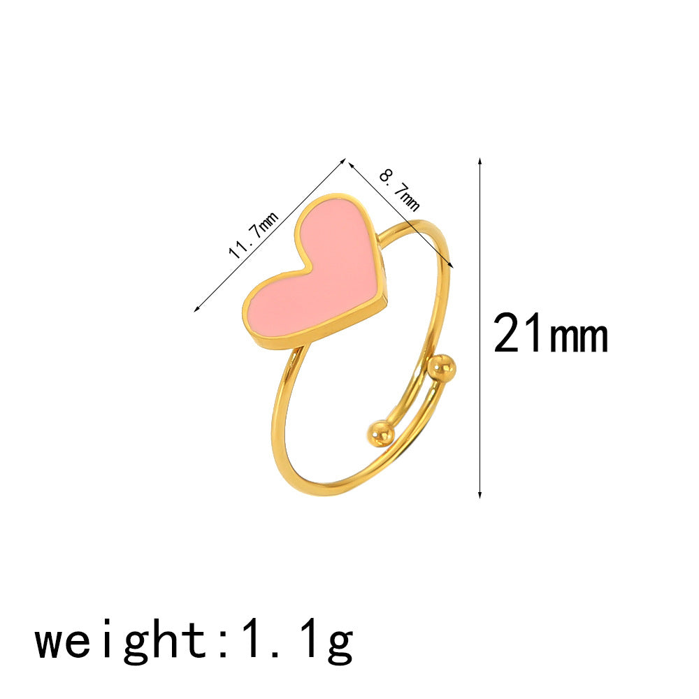 Wholesale Peach Pink Oil Drop 18K Gold Stainless Steel Rings ACC-RS-LiQuan006