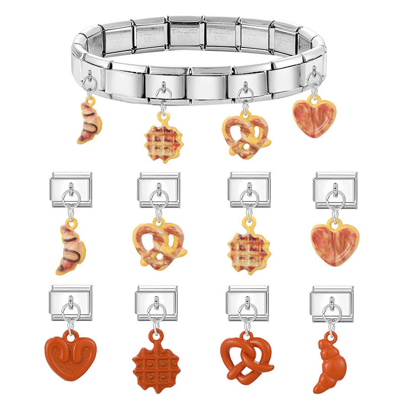 Wholesale Italian Charm Bracelet 9mm DIY Splicing Bread Series Stainless Steel Composable Bracelet