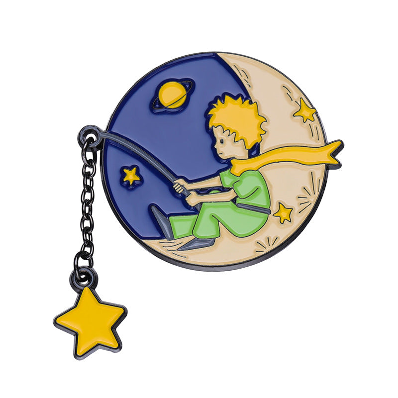 Wholesale Cute Cartoon Little Prince Star Fairy Tale Brooch Moon Aesthetic Badge ACC-BCH-QiHe002
